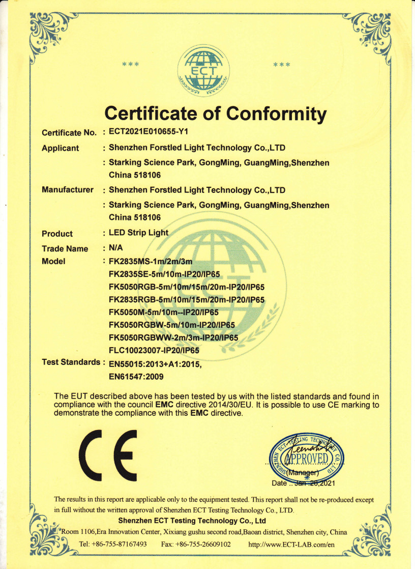 Cina Shenzhen Forstled Light Technology Co., Ltd. Sertifikasi